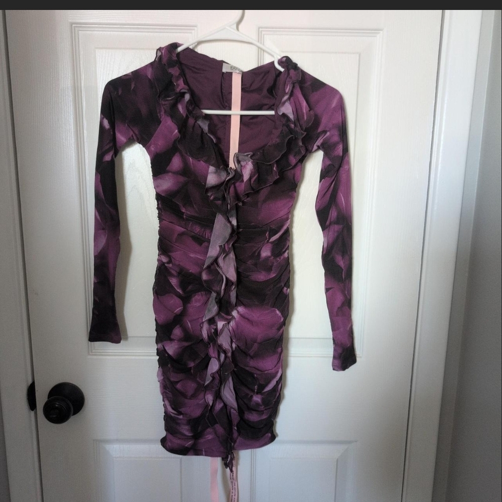 Oh Polly Plum Purple Midi Dress with Pink Strap Detail